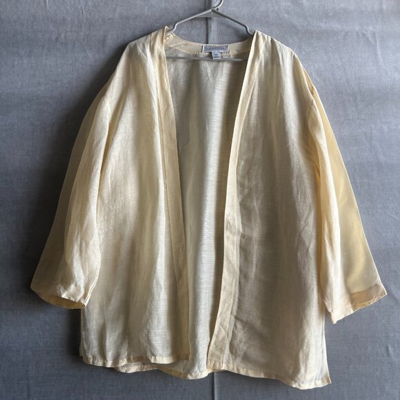Valerie Stevens II 20W Linen Silk Blend Layering Jacket Canary Yellow Cardigan - Picture 1 of 6